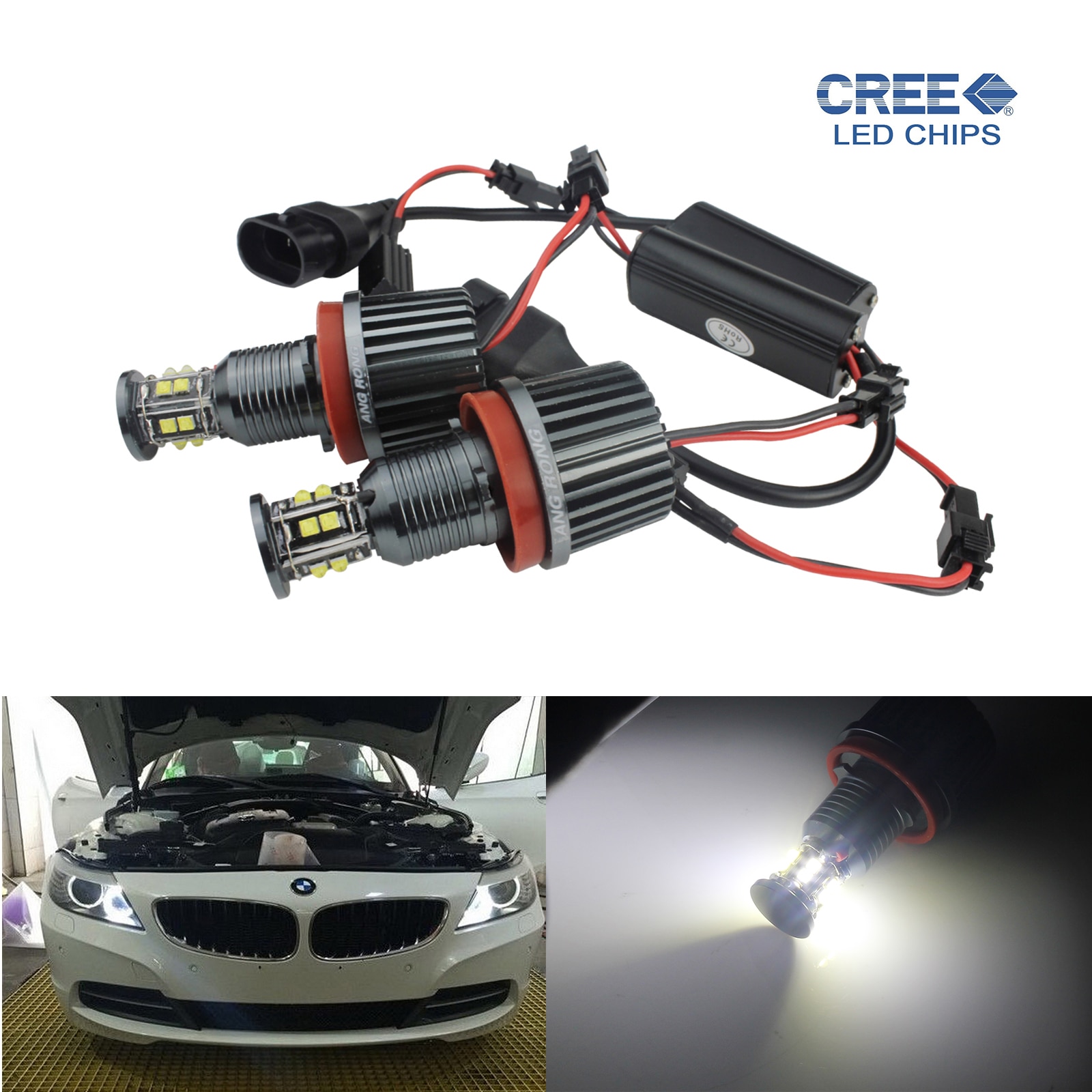 ANGRONG 2x120W C,REE LED Ŀ õ  Ϸ Ʈ H8  Ʈ  ȭƮ BMW   
